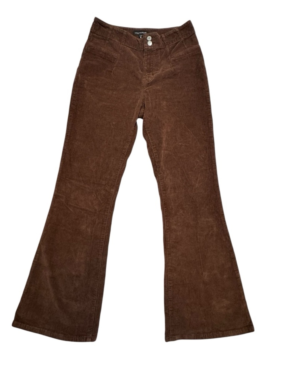 Lucky Brand Stevie Flare HighRise Chocolate Brown Corduroy Pants Women Sz 12/31R